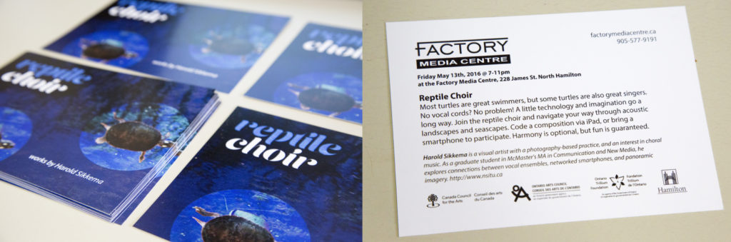 Promotional materials for ReptileChoir: May 13th, 2016 at the Factory Media Centre