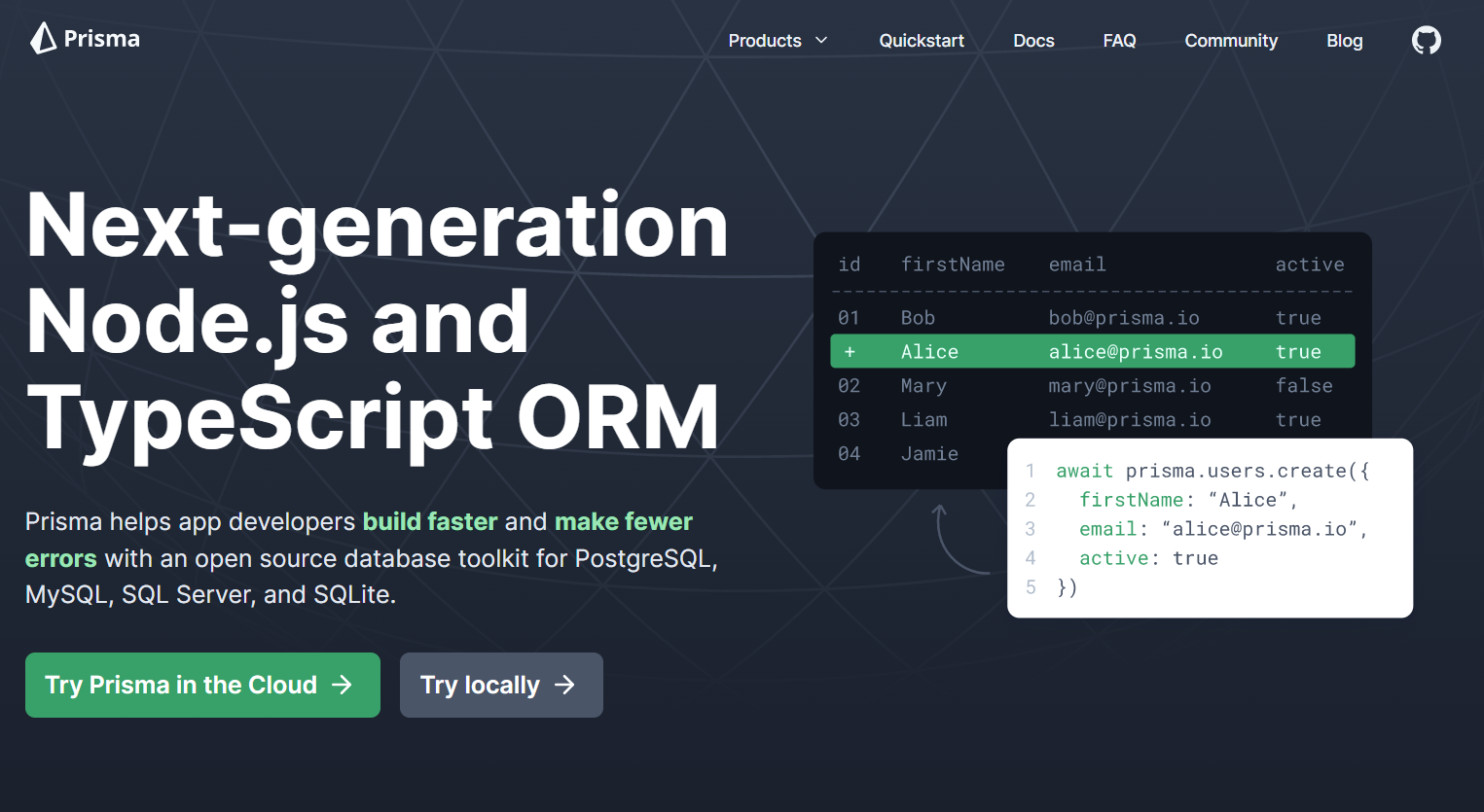 Prisma orm. Prisma что это node js. Prisma next-Generation node.js and TYPESCRIPT ORM. Next Prisma React.